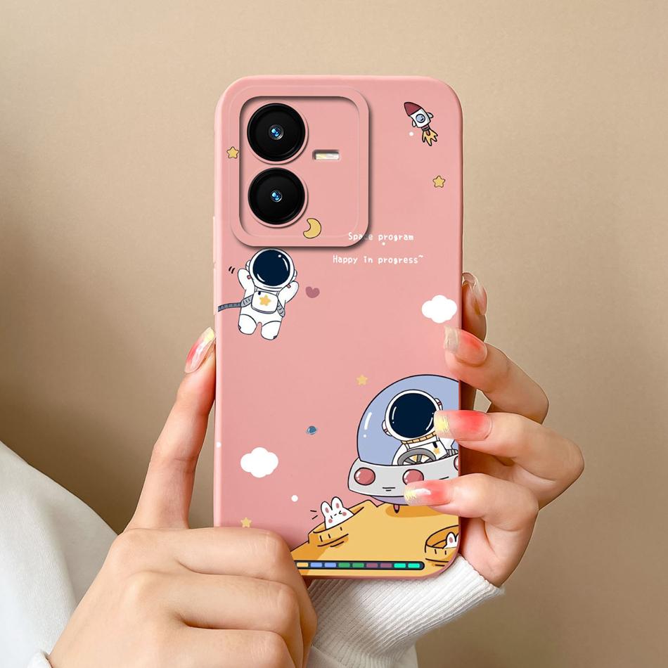 Cases For Vivo Y22 Y22S Flower Liquid Silicone Camera Lens Protection Phone Back Cover For VivoY22 Vivo Y 22 Y22 S Coque Bumper