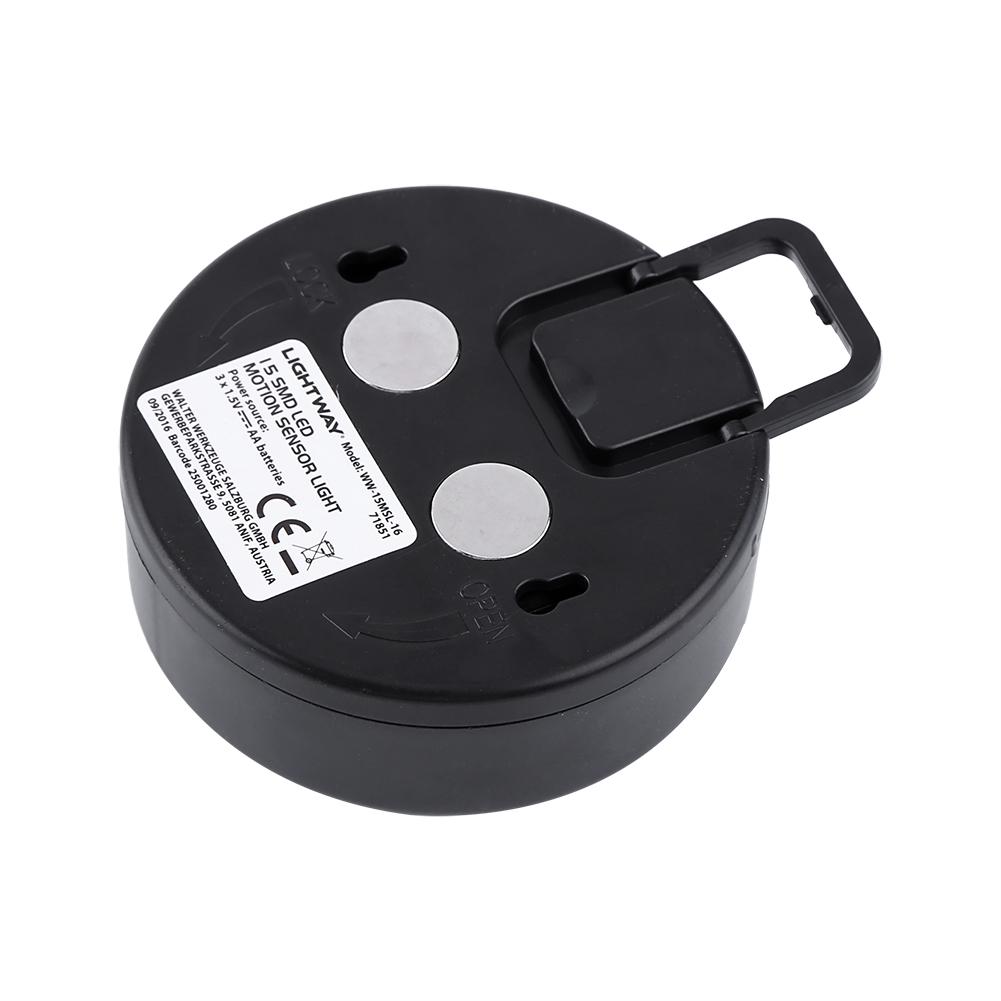 15 LED PIR Infrared Auto Motion Sensor Detector Indoor Wall Mounted Night Light Black