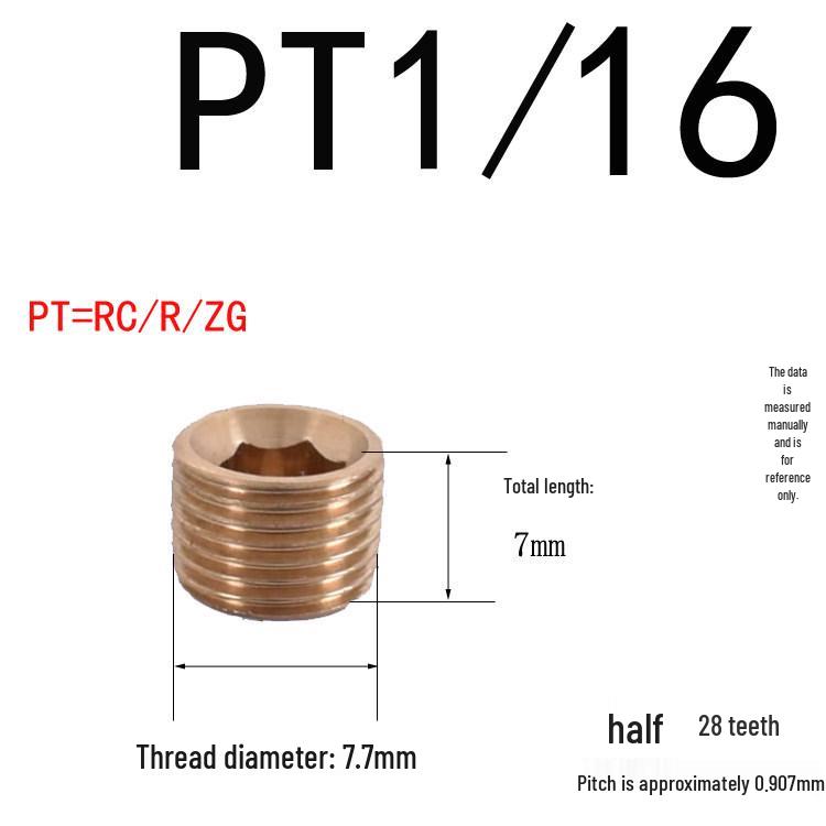Plastic Mold Tapered Copper Hex Plug - PT British Standard Screw for Water Pipes