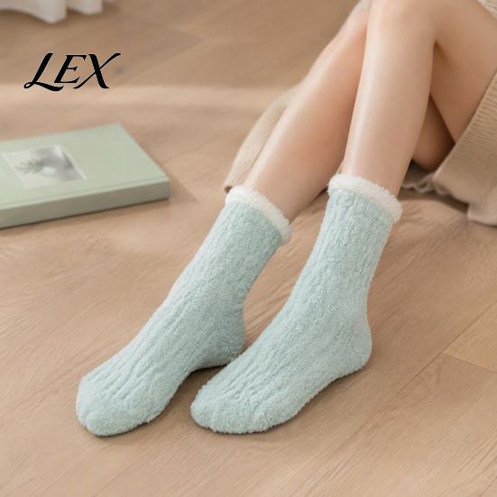 Warm Winter Gift for Women Thickened Plush Socks Women, Soft Coral Fleece Slipper with Bedtime Towel Bottom Cushioning, Thermal Floor Autumn
