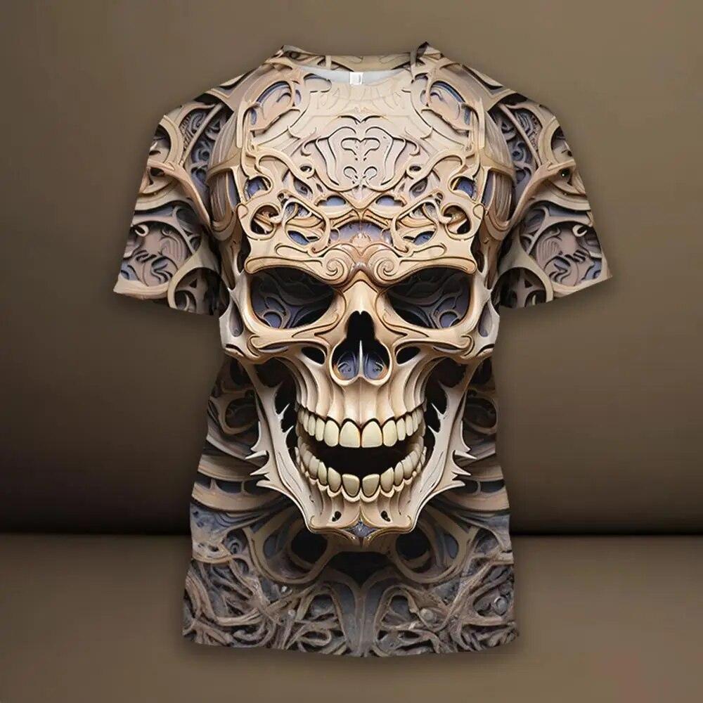 Pánská trička Lebka 3D potisk pavouka Pánské oblečení Street Designer Denní ležérní nošení Krátké rukávy Topy Volná mikina nadměrné velikosti