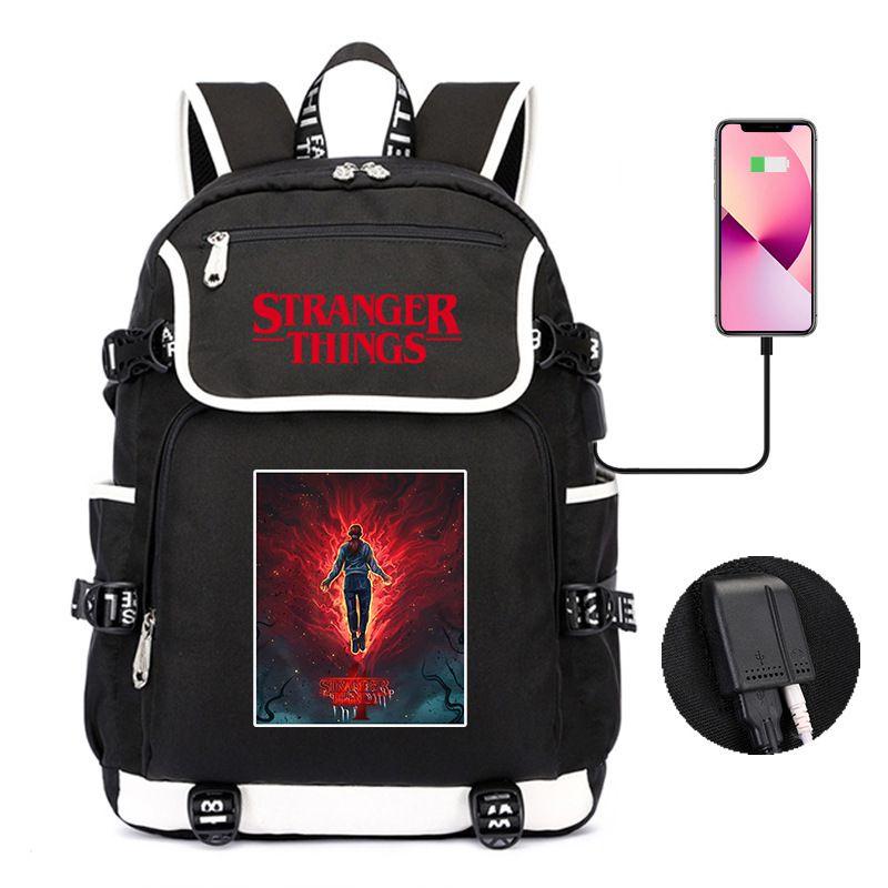 Mochila Impermeable Stranger Things 4 Perfecta Para Estudiantes Y Adultos Con Gran Capacidad Y Función Recargable USB