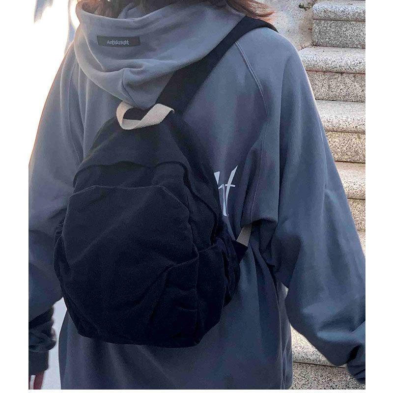 

Japanese pleated mini backpack washed canvas small backpack casual small junior high school schoolbag girls college students