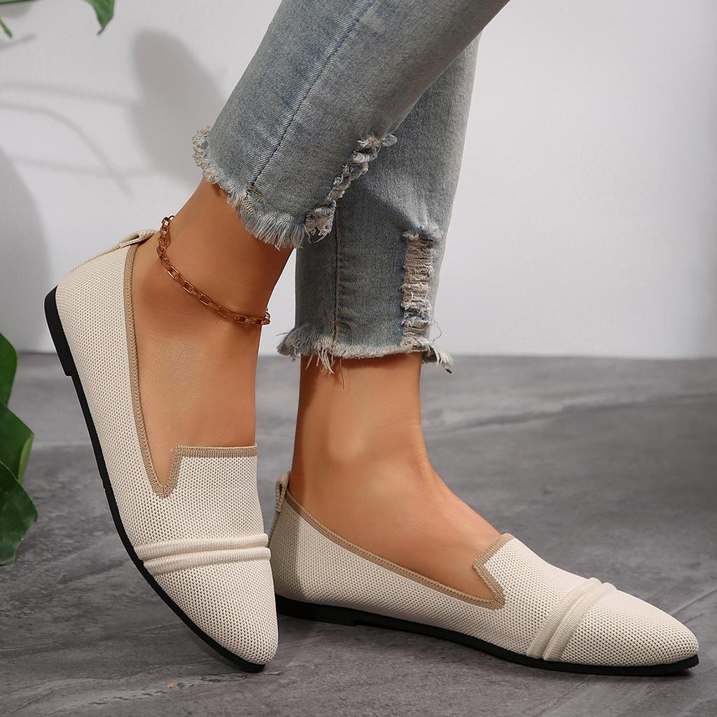 Fashion Women Flats Summer Breathable Canvas Single Shoes Fashion Pointed Shallow Mouth Loafers Comfort Soft Walking Flats Zapatos Mujer