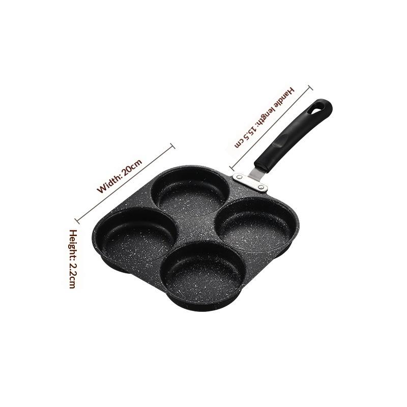 

3/4Hole Egg Burger Frying Pan Wooden Handle Nonstick Household Universal Stove Steak Multi-Functional Burger Bread Breakfast Pot