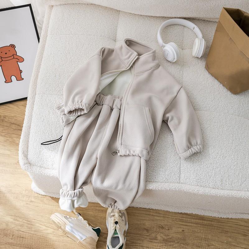 Baby Winter Long Sleeve Warm Clothes Set Children Fleece Jacket+ Pants Suit Velvet Thick Toddler Outfits