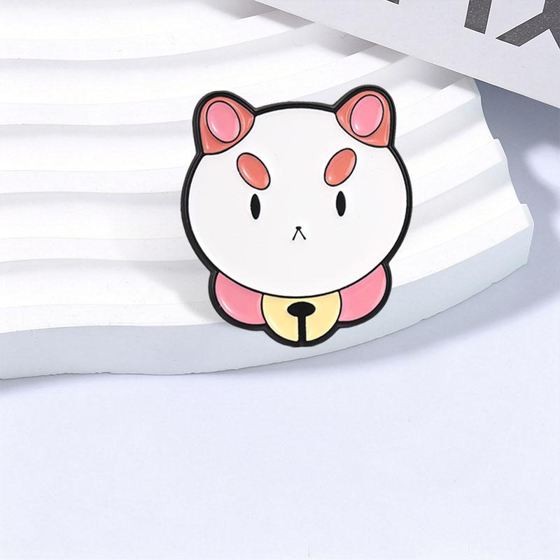 Xiaomi Cute Anime Dog Cat With Bell Pink Ears Enamel Pin Fantasy Animation Inspired Cat Humor Expression Brooch Bag Badge Jewelry Gifts