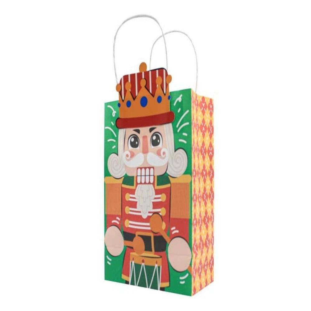 6pcs 3D Design Xmas Gift Bags Kraft Material Christmas Goody Bags  Christmas Holiday