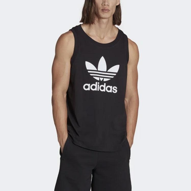 Adidas Logo Print Sleeveless Casual Sports Tank Top Men Tops Black IA4811
