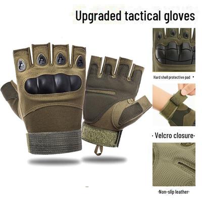 Luvas táticas masculinas de meio dedo - antiderrapantes, respiráveis, resistentes ao desgaste, ideais para treinamento de forças especiais, condicionamento físico e uso em motocicletas.