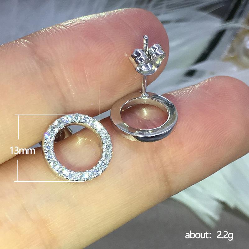 Cold Wind Earrings, Temperament Hollow Circle Zircon Stud Earrings, Fashionable Full Diamond Earrings