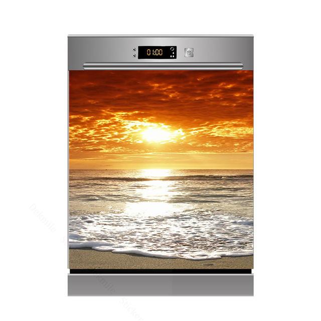 

Волна воды, белые наклейки для посудомоечной машины, самоклеящиеся наклейки на дверь, обои, кухонные аксессуары, аксессуары для домашнего декора 45X82cm 18X32inch