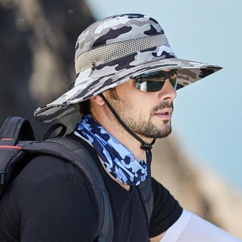 Foldable Bucket Hat for Adult Teenagers Wide Brim Foldable Fisherman Hat Spring Summer Anti-uv Hat Camouflage Design