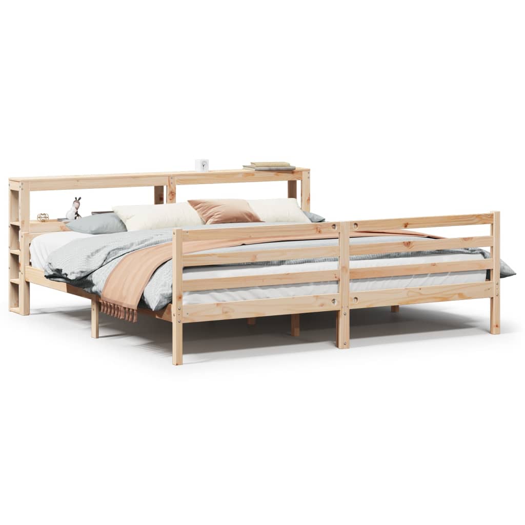 Wooden Bed Frame with Headboard without Mattress 200x200 cm