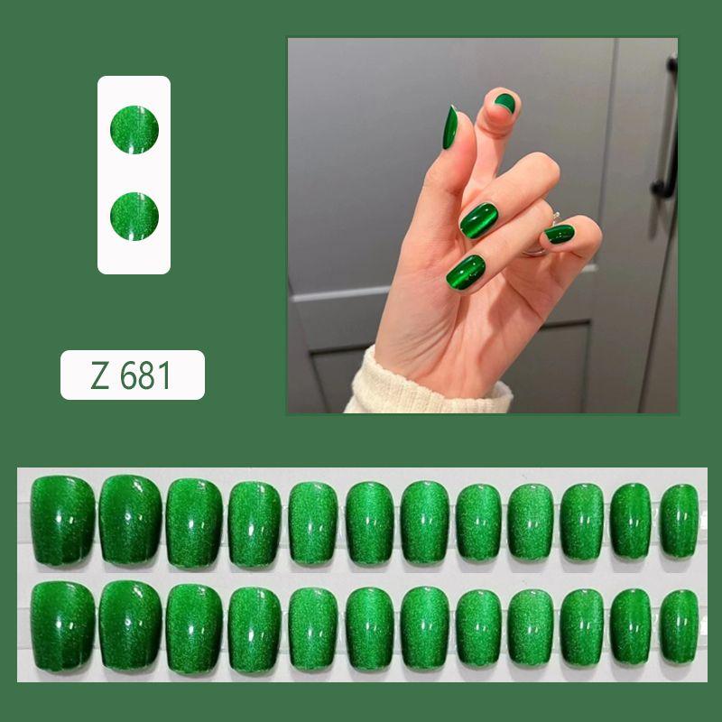 

Аврора Гальваническое покрытие Кошачий глаз Броня для ногтей Фантазийные белые лазерные наклейки для ногтей Металлик Зеркальный Эффект Волшебного Зеркала Пудра Накладные ногти Emerald cat s eye [Z681] Short