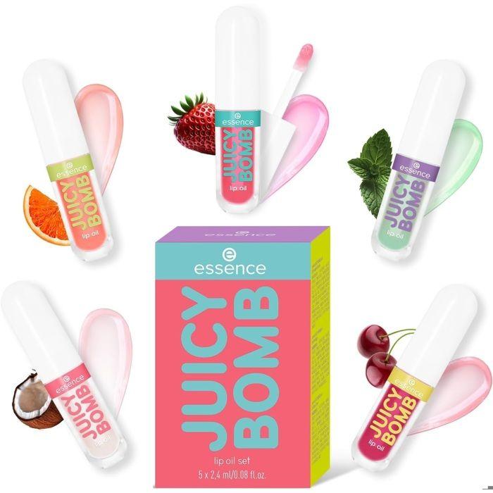 Essence JUICY BOMB Set mit 5 Fläschchen Lippenöl Lippenpflege