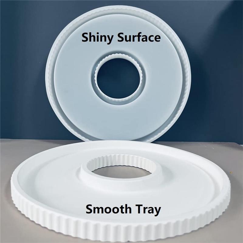 A20F-Silicone Molds Tray With Strips Design, Concrete Round Plate Silicone Casting Mould Tray, Decorative Tray Molds