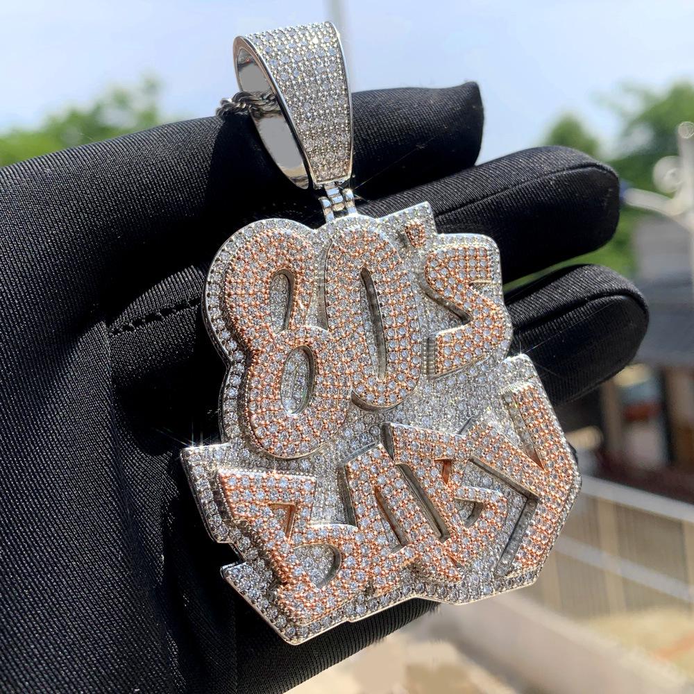

Men s Full Diamond Hip Hop English Letter Pendant Necklace