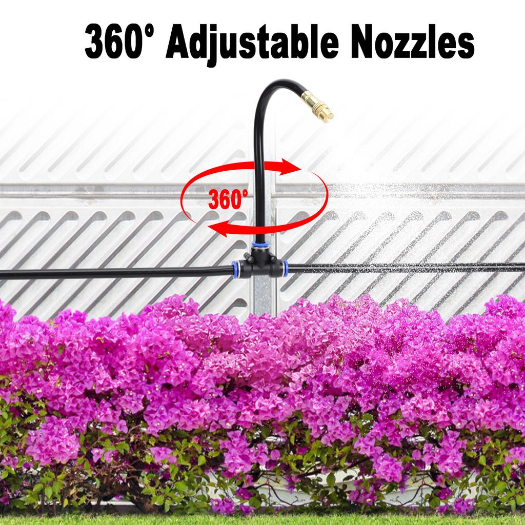 16FT Drip Irrigation System, Garden Irrigation Kit with 5pcs Nozzles, Automatic Atomizing Watering Sprinkler System for