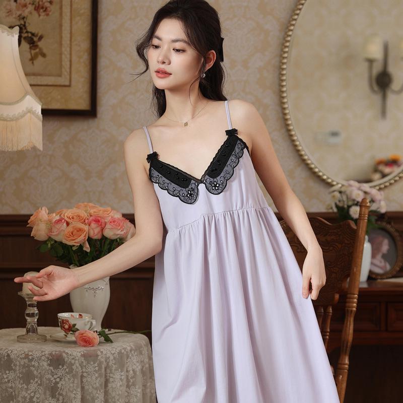 Women's Summer Lace Nightgown with Chest Pad - Wearable As Homewear or Dress