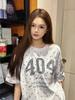 Vintage Polka Dot Letter Printed Women's New Trendy Loose Couple Tops for Summer, Korean Style