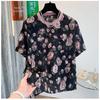 2025 Summer New Retro Flower Short-sleeved T-shirt Loose Shirt Top for Women