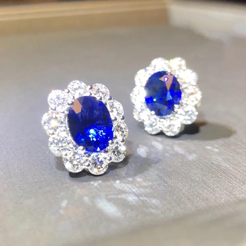 Lulu Tong S925 Silver Red Oval Corundum Stud Earrings - Daily Versatile Fashion Style