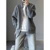 Solid Color Knitted Sweater Jacket Men's Spring and Autumn Lazy High-end Cardigan Japanese Retro Ruffian Handsome Stand-up Neck Sweater