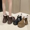 Women's Fashion Lightweight Height-enhancing Soft Sole Winter Warm Fur One Snow Boots Velvet Lined Non-slip Casual Sports Cotton Boots