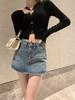 High-Waist A-Line Denim Skirt Shorts for Women - Summer Slim Fit with Anti-Exposure Split Design