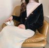 European and American style imitation mink velvet solid color loose lazy wind V-neck autumn and winter large size knitted sweater jacket women