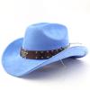 Western cowboy roll-up edge big edge cowboy hat bull head accessories leather velvet jazz hat riding hat