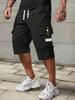 1pc Men's Fashionable and Casual Utility Capri Pants for Summer with Drawstring At the Waist, Large Pockets and Three-quarter Pants