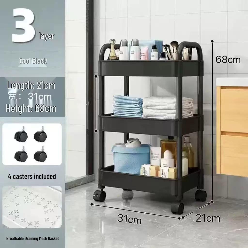 Multifunctional Movable Storage Rack Cart for Kitchen, Bathroom, and Snacks