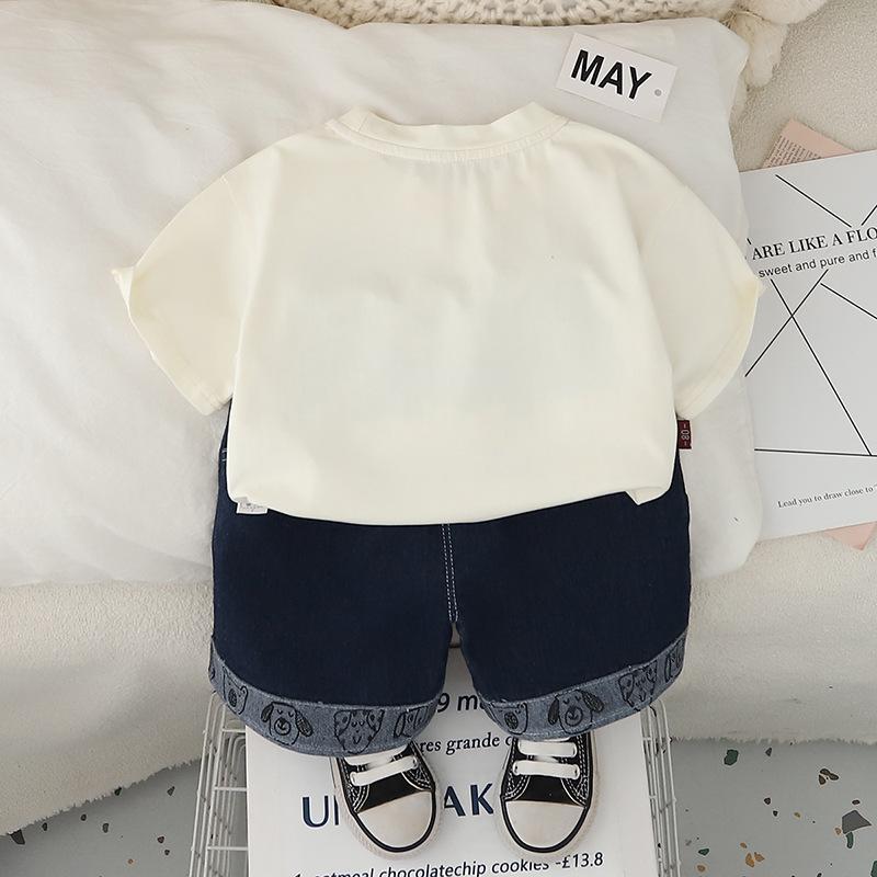 Boys' Summer Outfit Thin Cartoon Children's Short Sleeved Set Summer T-shirt+shorts Two-piece Set