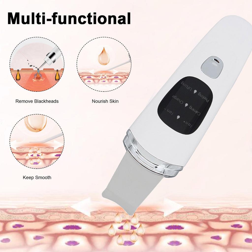 Portable Face Scraper, Blackhead Remover, Skin Spatula, Wireless 4 in 1 Multi Function Facial Lifting,   Cleaning, Nutrient Import, Blackhead Extra