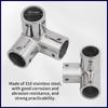 Marine 316 Stainless Steel Rail Fittings 90° 3 Way Corner Elbow Tubing Boat Handrail Fitting 22/25/30/32mm Marine Hardware