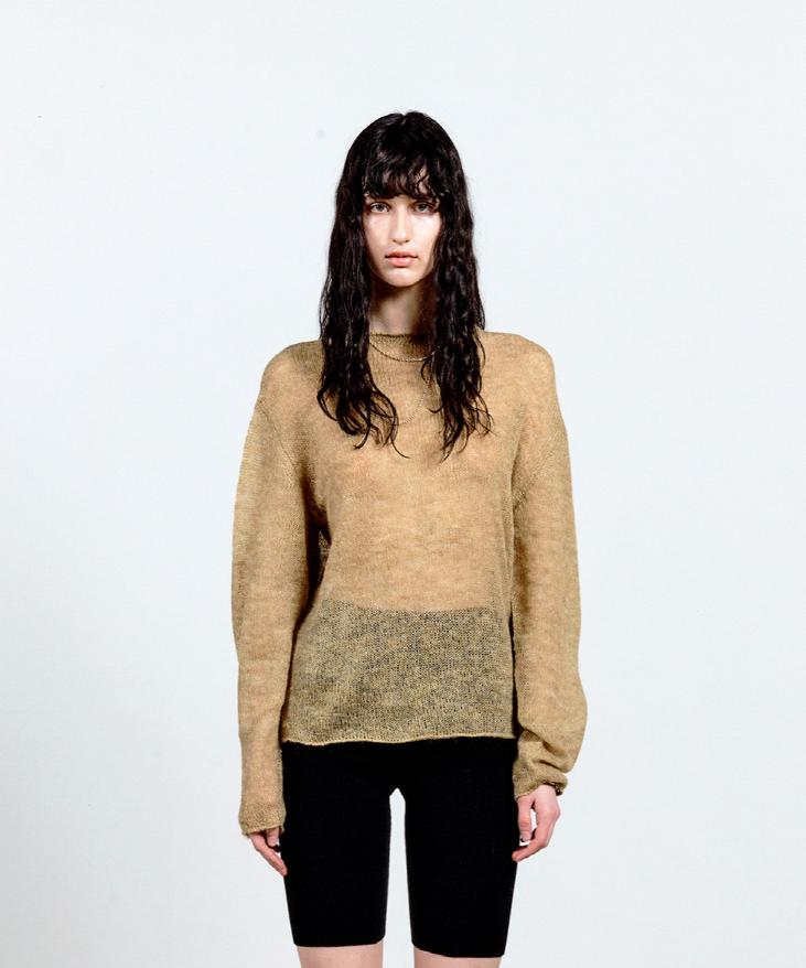 Kueoumeon Mohair Wool Blend Sheer Knit (Melange Khaki)