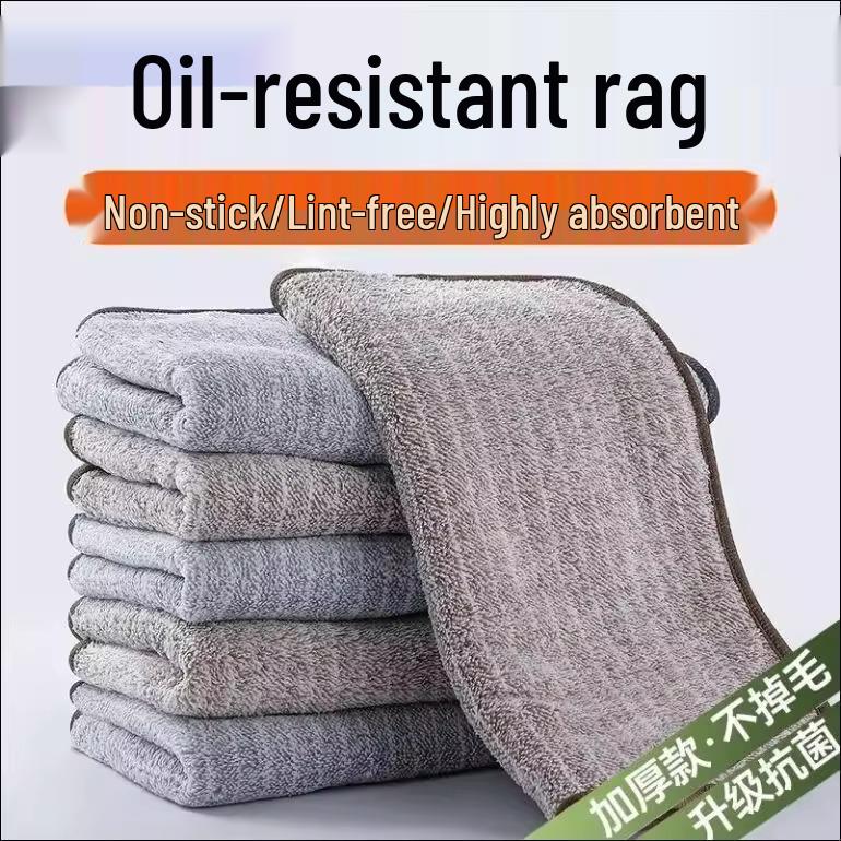 Newcomer: 6-Piece Bamboo Charcoal Dishcloth Set - Non-Stick, Oil-Resistant, Thick, and Absorbent.