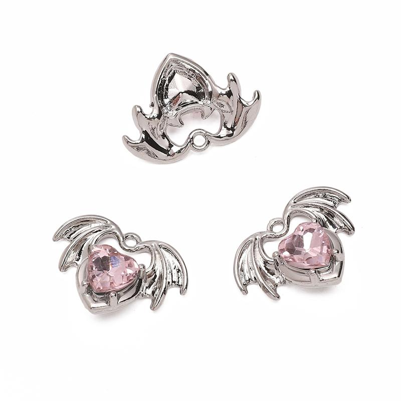 

Стеклянные крылья любви кулон металлические подвески для изготовления ювелирных изделий DIY браслет ожерелье серебряный/розовый