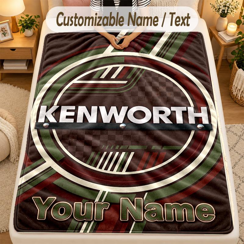 Flannel BlanketKenworth Custom Name Text Personalized Soft Warm Throw Blanket Home Decor Gift