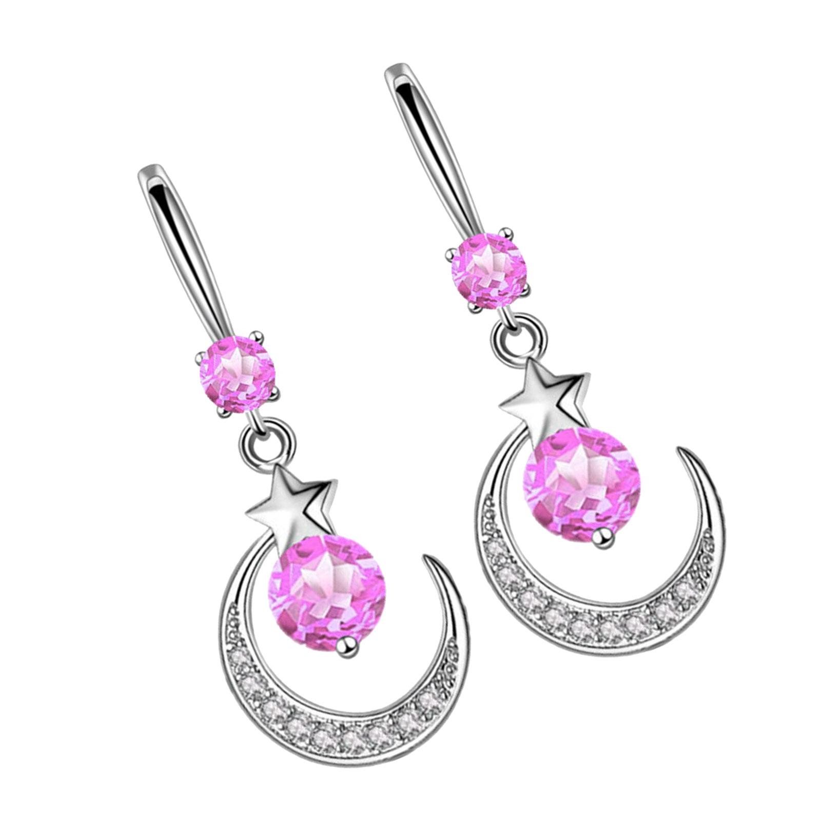 

Drop Earrings Moon and Star Charm Earrings Girl Accessories Fashion Females Ear Jewelry Suitable for Party Daily Wear розовый