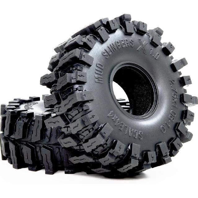 HOBBYSOUL 1.0 Crawler Tires 70mm Tall 1.0'' Mud Slingers X Super Soft Sticky Tyre for RC 1/24 SCX24 1/18 TRX4M Upgrades