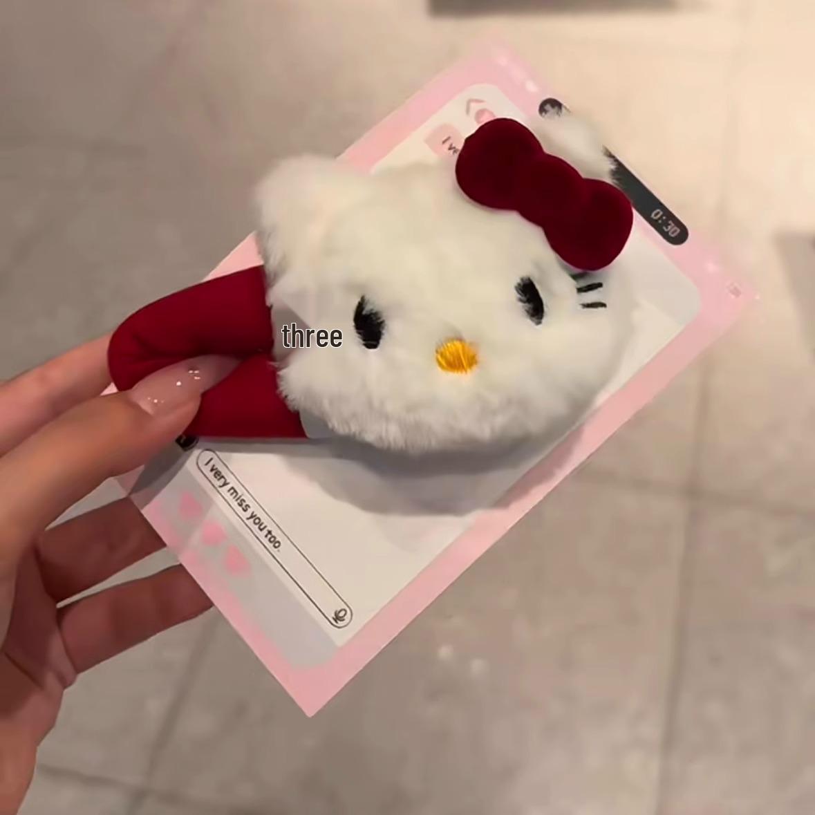 

Розовая мультяшная заколка для волос в виде кошки для девочек - Милая плюшевая заколка для боковых прядей BB Clip