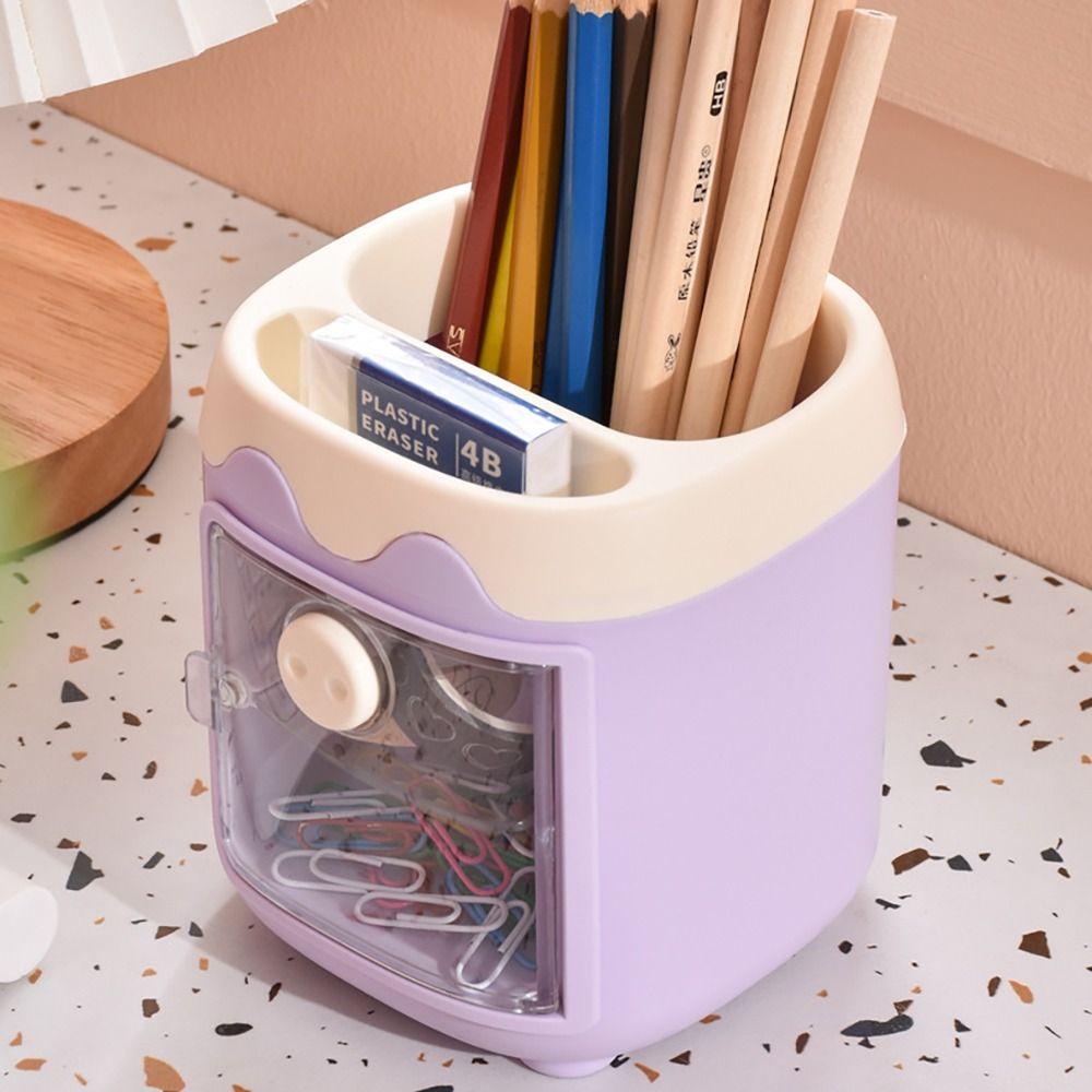 Multifunctional Pen Barrel Plastic Makeup Brush Holder Cartoon Pen Container  School Office