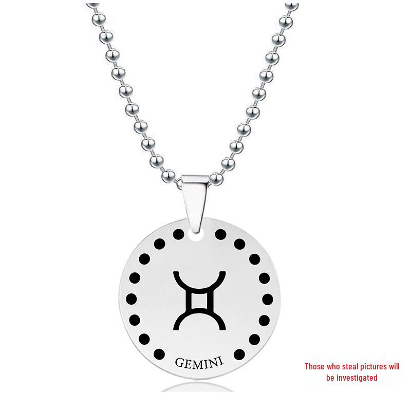 Engraved Twelve Constellations Stainless Steel Pendant Necklace - Christmas Gift