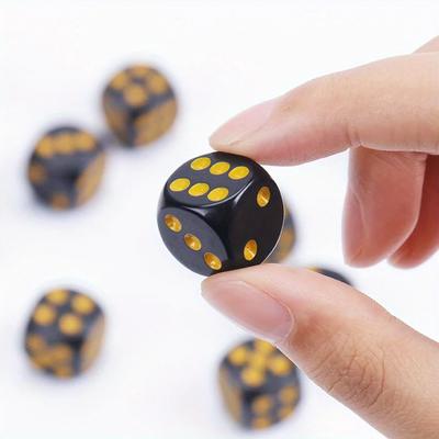 10 Pezzi Dadi ad Angolo Arrotondato con Punti Dorati per Giochi da Tavolo, Feste e Riunioni, Regali di Halloween/Ringraziamento/Natale