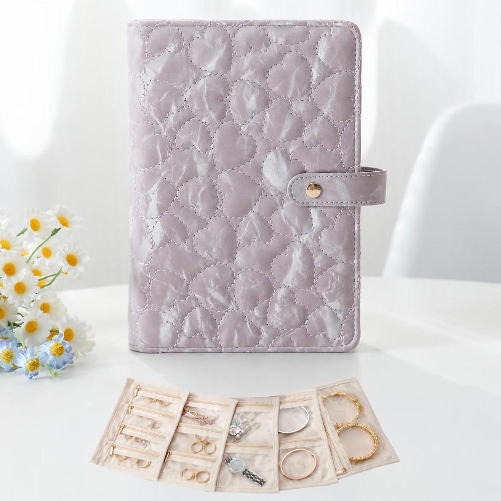 with Snap Button Necklace Binder Storage Book Velvet Interior Storage Bag For Women