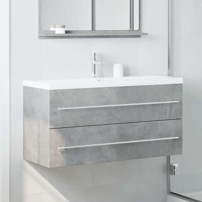 VidaXL Armoire d'évier Gris béton 100x38,5x48 cm Aggloméré, placard lavabo de salle de bain, meuble de salle de bain, meuble 856233