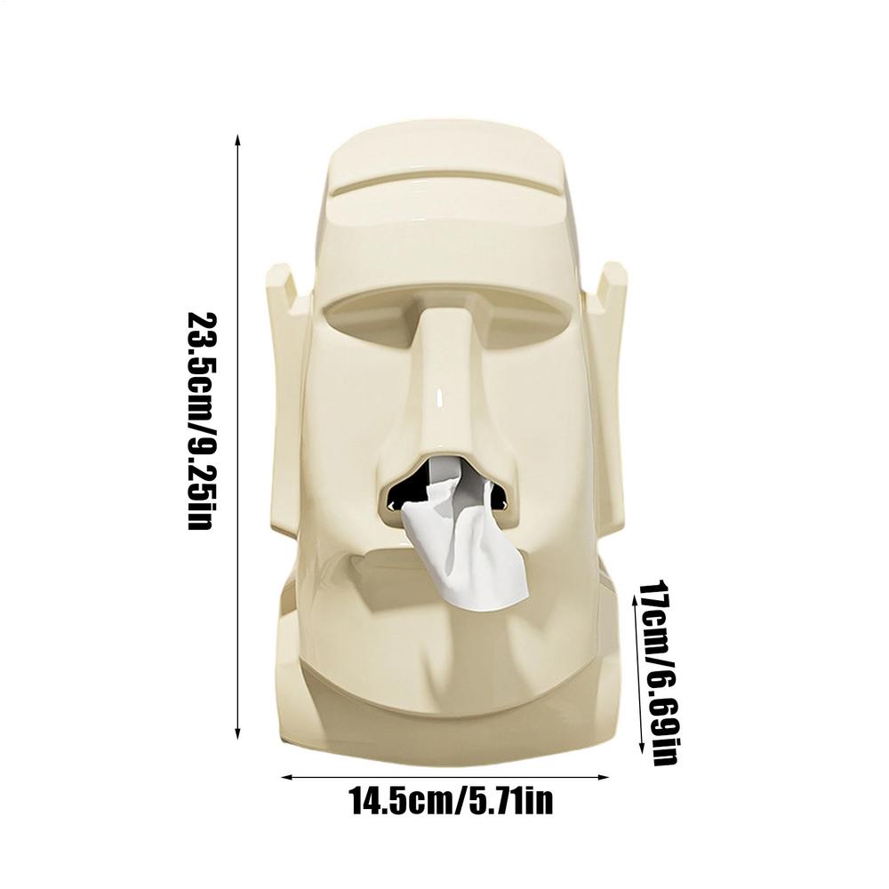 

Creative Easter Island Statue Tissue Box 3in1 Earphone Stand Eyeglass Stand Large Capacity Napkin Organizer Rack For Office home белый